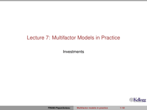 Lecture 7: Multifactor Models in Practice