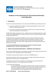 Guidance on the requirements for Documented Information of ISO