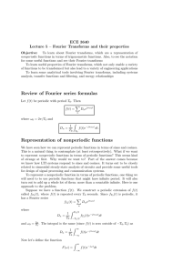 Review of Fourier series formulas Representation of nonperiodic
