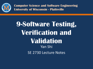 8-Software Testing, Verification and Validation
