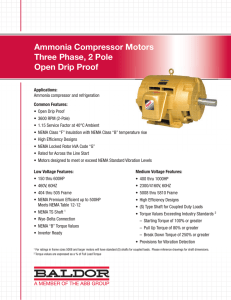 Ammonia Compressor Motors Three Phase, 2 Pole Open Drip Proof
