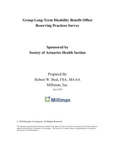 Group Long-Term Disability Benefits Offset Reserving Practices