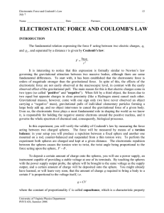ELECTROSTATIC FORCE AND COULOMB`S LAW