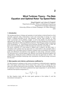 The Betz Equation and Optimal Rotor Tip Speed Ratio