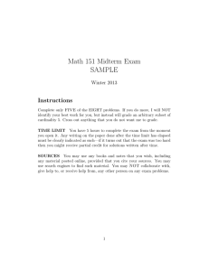 Math 151 Midterm Exam SAMPLE