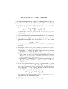 REPRESENTATION THEORY EXERCISES In the following