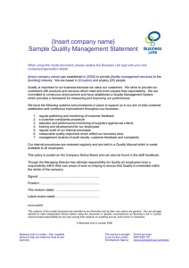 {Insert company name} Sample Quality Management Statement