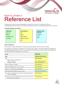 Research Project Reference List