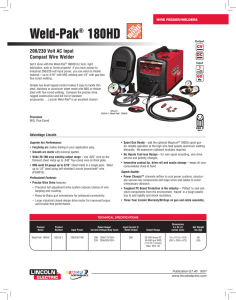 Wire Feeder Welder: Weld-Pak 180HD