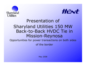 Presentation of Sharyland Utilities 150 MW Back-to
