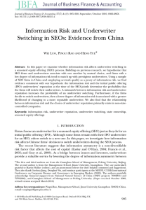 Information Risk and Underwriter Switching in SEOs: Evidence from