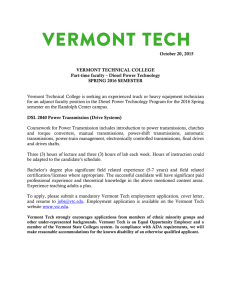 Diesel Power Technology SPRING 2016 SEMESTER Vermont