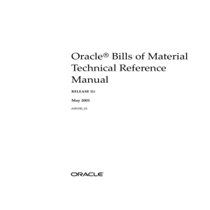 Oracle Bills of Material Technical Reference Manual