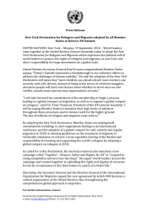 Press Release New York Declaration for Refugees and Migrants