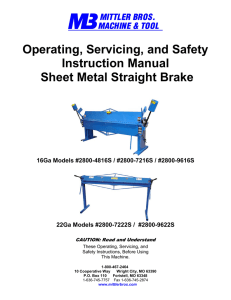 Operating, Servicing, and Safety Instruction Manual Sheet Metal