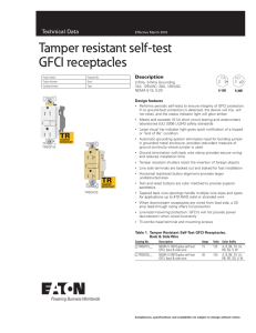 Tamper resistant self-test GFCI receptacles