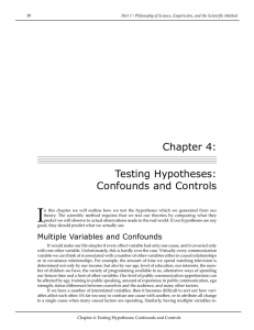 Chapter 4: Testing Hypotheses: Confounds and Controls