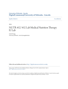 NUTR 452/452 Lab Medical Nutrition Therapy II/Lab