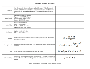 Weight, Distance and Work
