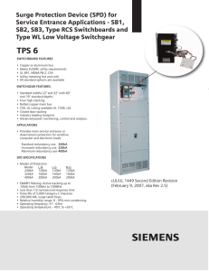 Surge Protection Device (SPD) for Service Entrance Applications