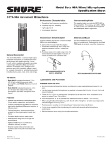 Shure Beta98A Microphone Specification Sheet