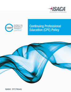 Continuing Professional Education (CPE) Policy