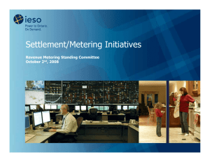 Settlement/Metering Initiatives