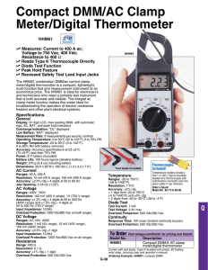 Compact DMM/AC Clamp Meter/Digital Thermometer
