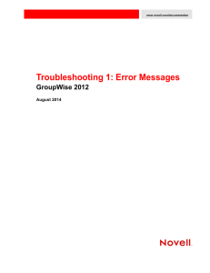 GroupWise 2012 Troubleshooting 1: Error Messages