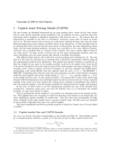 1 Capital Asset Pricing Model (CAPM)