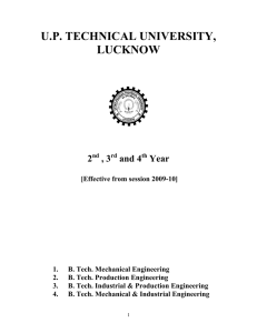 Syllabus for B.Tech. Mechanical Engineering/Production Engineering