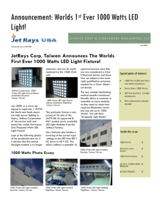 071509 Press Release JetRays Worlds First Ever 1000 Watt Module