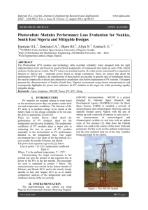 Photovoltaic Modules Performance Loss Evaluation for Nsukka