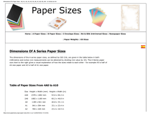 Dimensions Of A Paper Sizes - A0, A1, A2, A3, A4, A5, A6, A7, A8