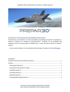 Prepar3D v3 and Installation Directions Contents