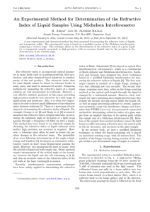 An Experimental Method for Determination of the Refractive Index of