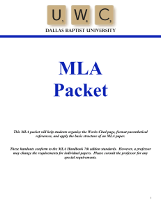 This MLA packet will help students organize the Works Cited page