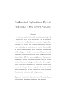 Mathematical Explanation of Physical Phenomena: A Step