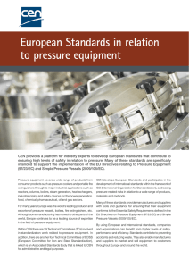 European Standards in relation to pressure equipment