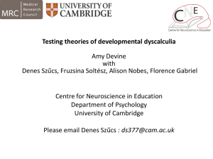Testing theories of developmental dyscalculia Amy Devine with
