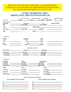 Return this form at least 5 days prior to your appointment. If this form