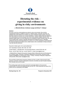 Dictating the risk- experimental evidence on giving in risky