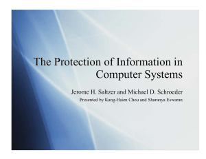 The Protection of Information in Computer Systems The Protection of