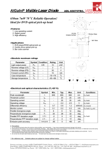 AlGalnP Visible Laser Diode ADL-65075TR/L