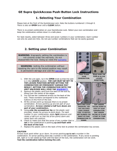 GE Supra QuickAccess Push-Button Lock Instructions 1