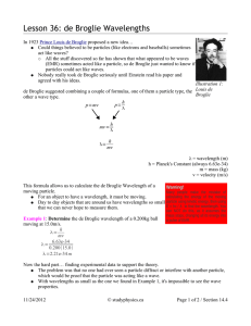 Lesson 36: de Broglie Wavelengths