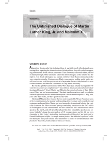 A The Unfinished Dialogue of Martin Luther King, Jr. and Malcolm X