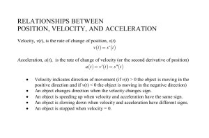 Relationships between Position, Velocity, and Acceleration