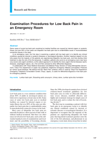 Examination Procedures for Low Back Pain in an Emergency Room