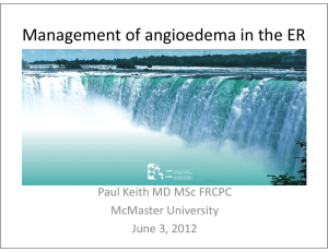 Angioedema in the ER - Canadian Association of Emergency